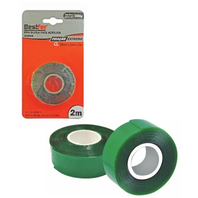 Fita  Dupla Face Verde Acrilico 19 Mm X 2 Metros - Foto 4