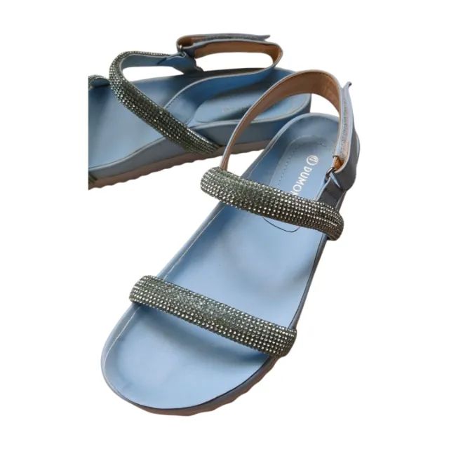 Nova Tam 35 - sandalia dumond papete couro azul hotfix - Foto 4