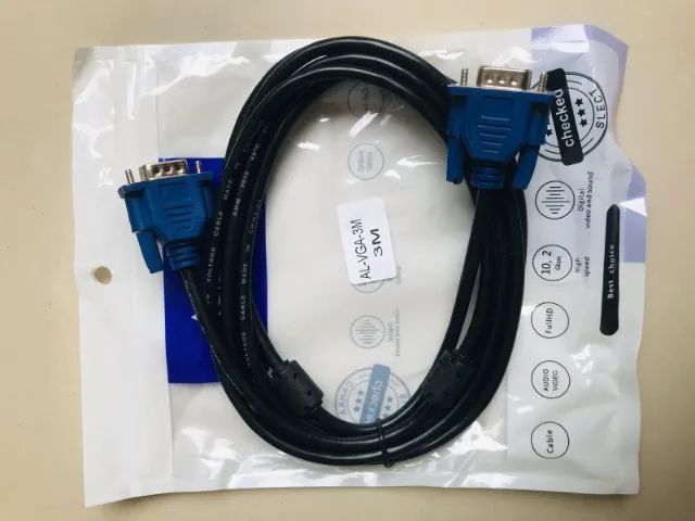 Cabo VGA de 3 Metros Novo (Monitor Lcd /Pc Tv/ Projetor) - Garantia 