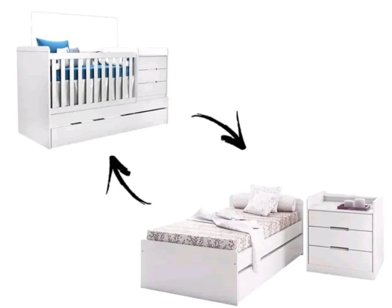 Berço Carolina Baby Multifuncional Americano Branco - Foto 3