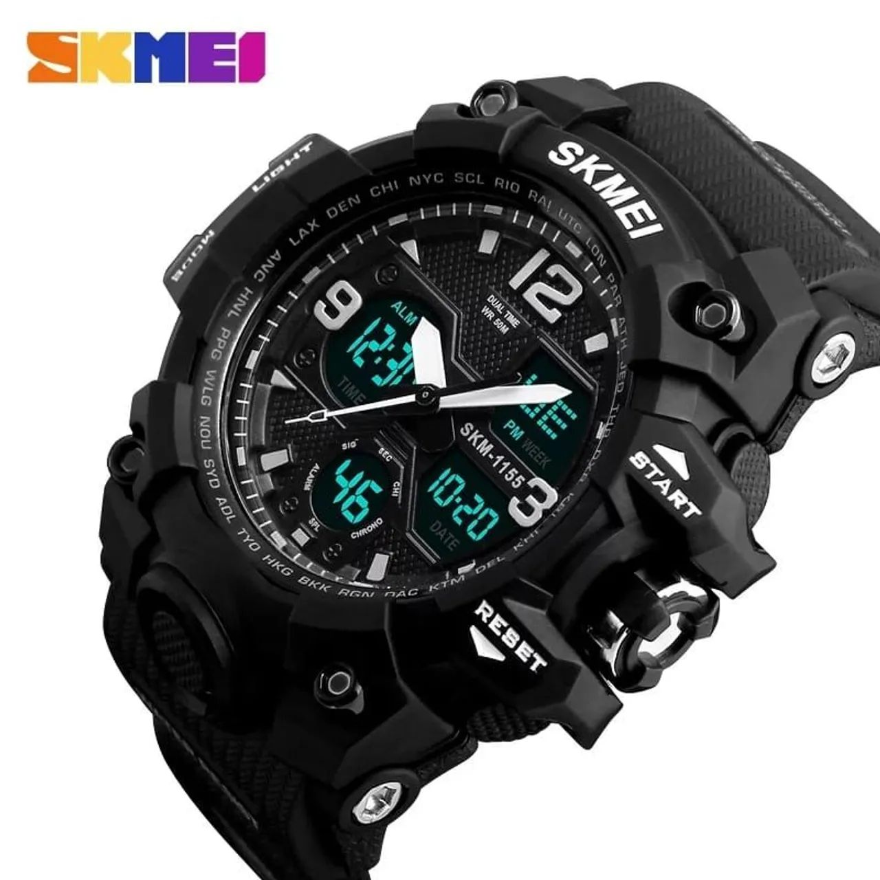 Relógio Digital e Analógico Skmei a prova d'água com LED militar - Foto 2