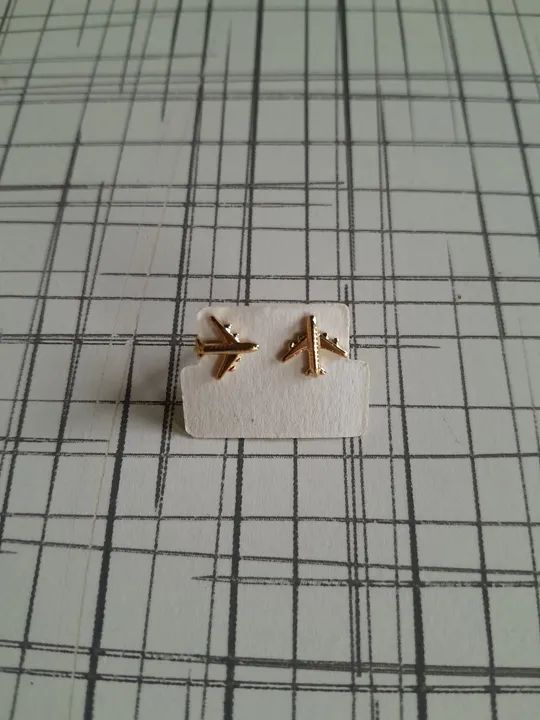 Par de brincos avião de ouro da moda elegante casual - Foto 2
