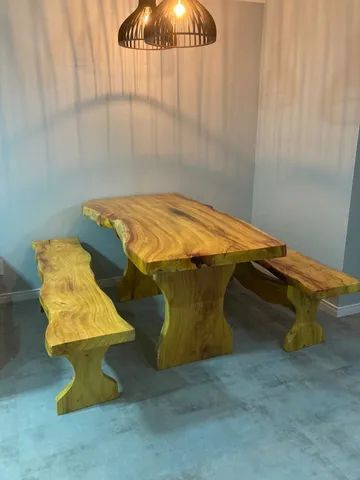 Mesa de Madeira com Bancos - Foto 2