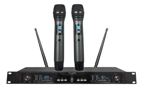 Microfone Sem Fio UHF de Mão Duplo Profissional 60m - Tomate MT-2212