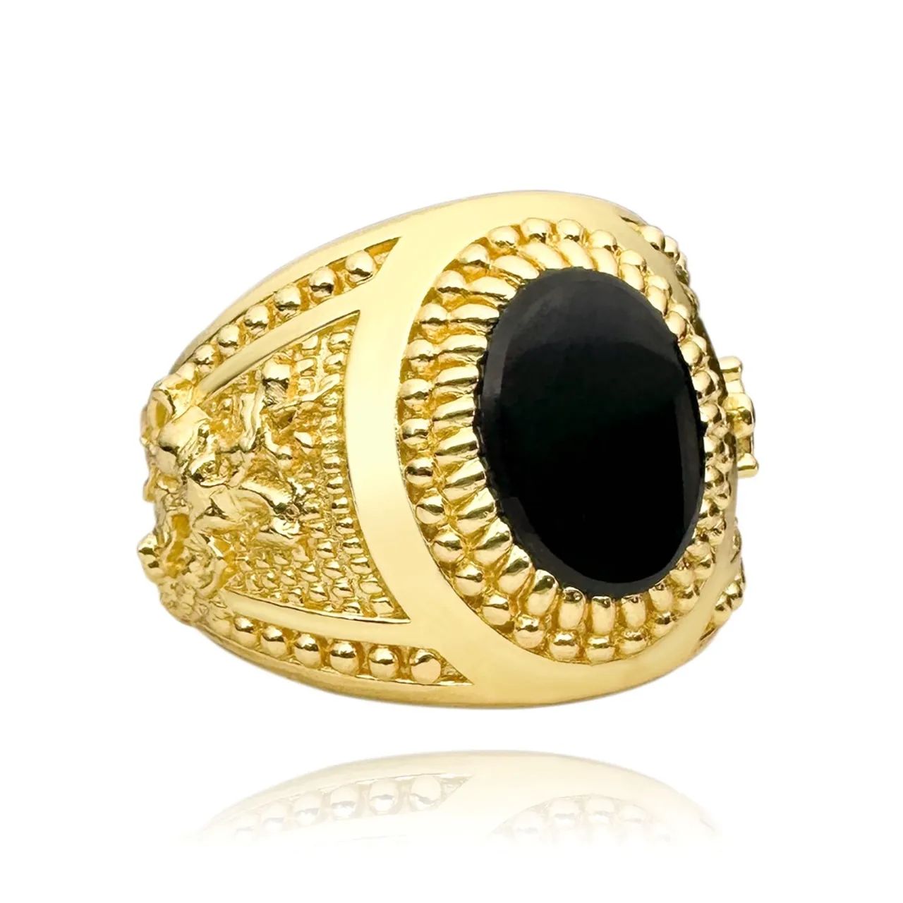 Anel São Jorge Cravado Pedra de Zircônia Ônix (15g)  - Foto 3