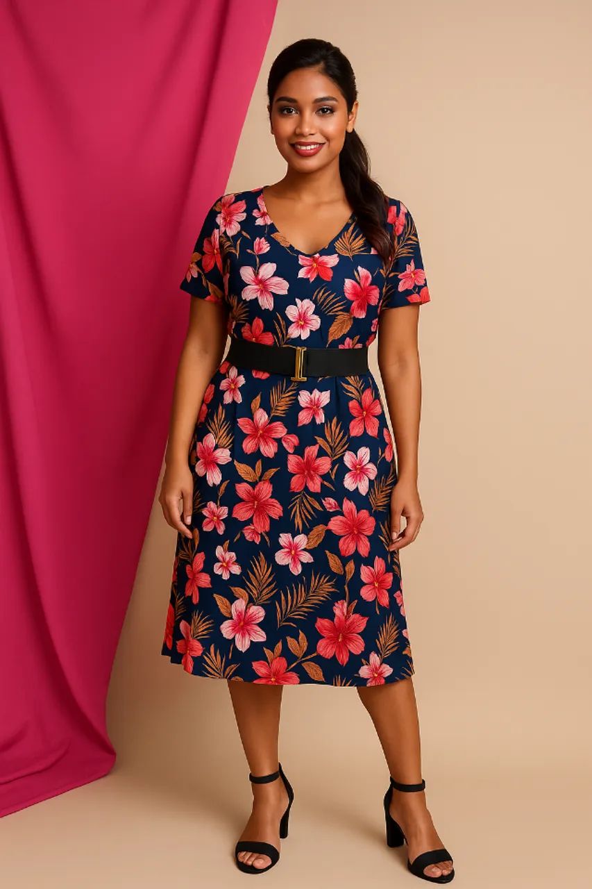 VESTIDO EM MALHA FRIA ESTAMPADO