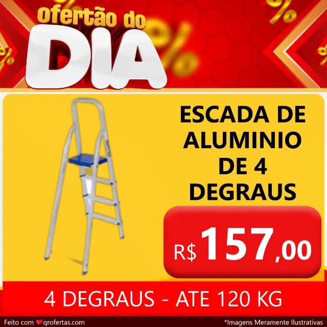 ESCADA DE ALUMINIO DE 4 DEGRAUS - LYDER - PRODUTO NOVO 1