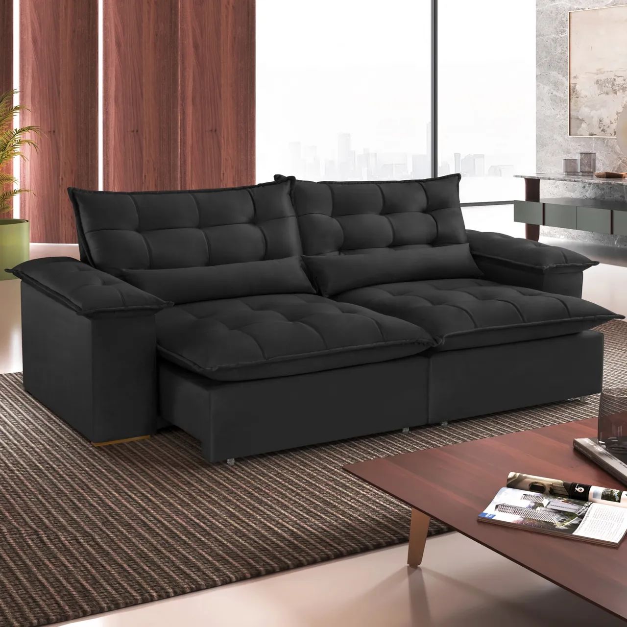 SOFA RETRATIL E RECLINAVEL NIGER 2,50 M  tt77m - Foto 2