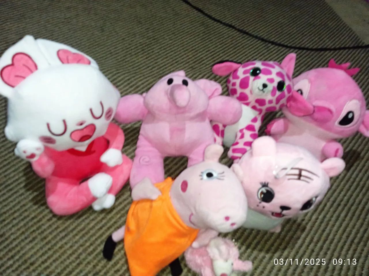 Pelúcias rosa, kit com 07 peças. - Foto 4