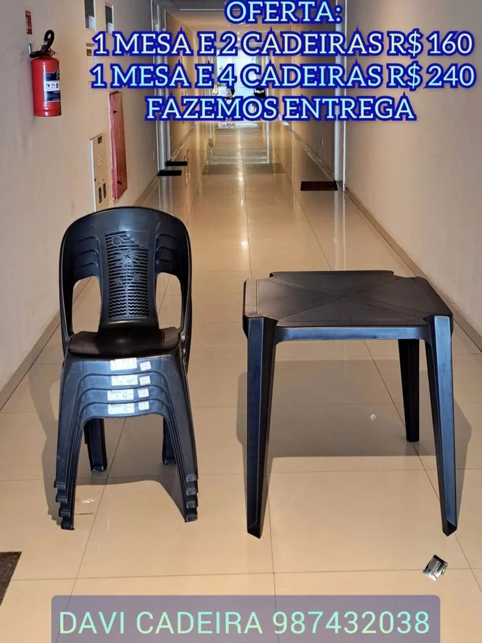 OFERTA MESA E CADEIRA PLASTICA XMR.F C8S.D7 ENTREGO HOJE 