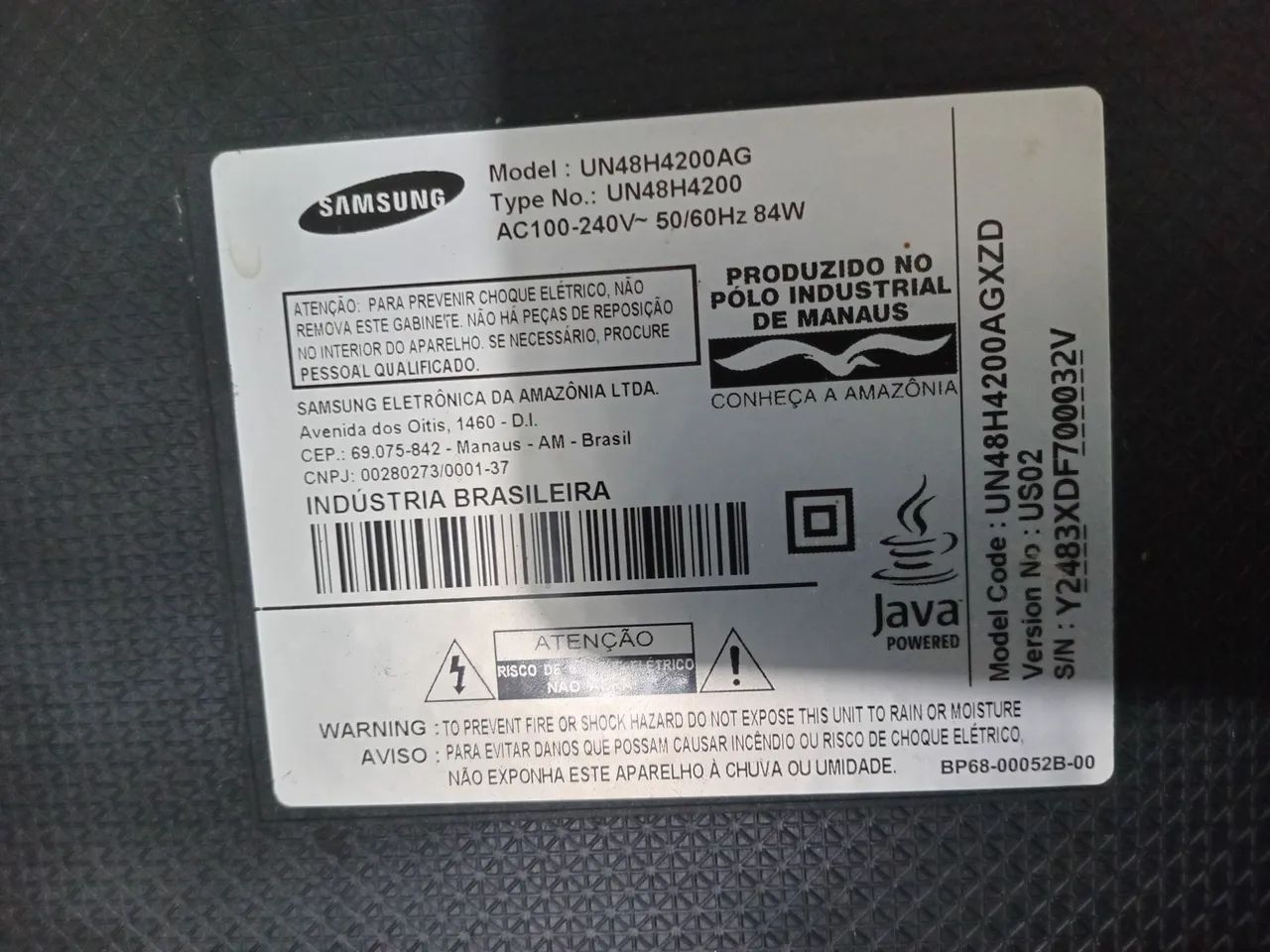 TV com a tela quebrada Samsung 48 polegadas UN48H4200AG