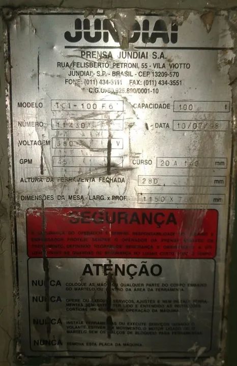Prensa Excentrica Jundiai 100Ton - Foto 5