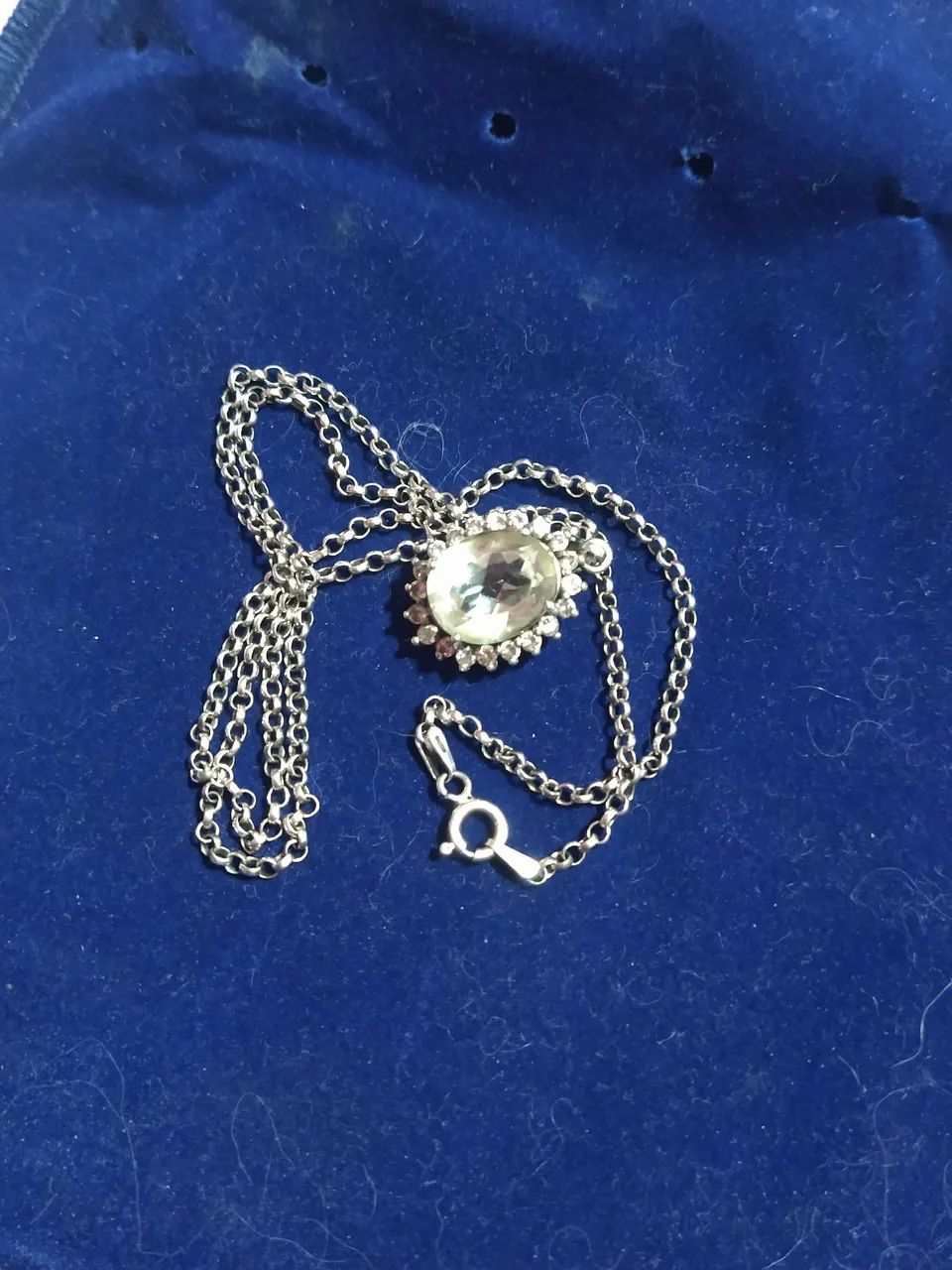 Corrente em prata  com pingente cristal lindo! - Foto 2