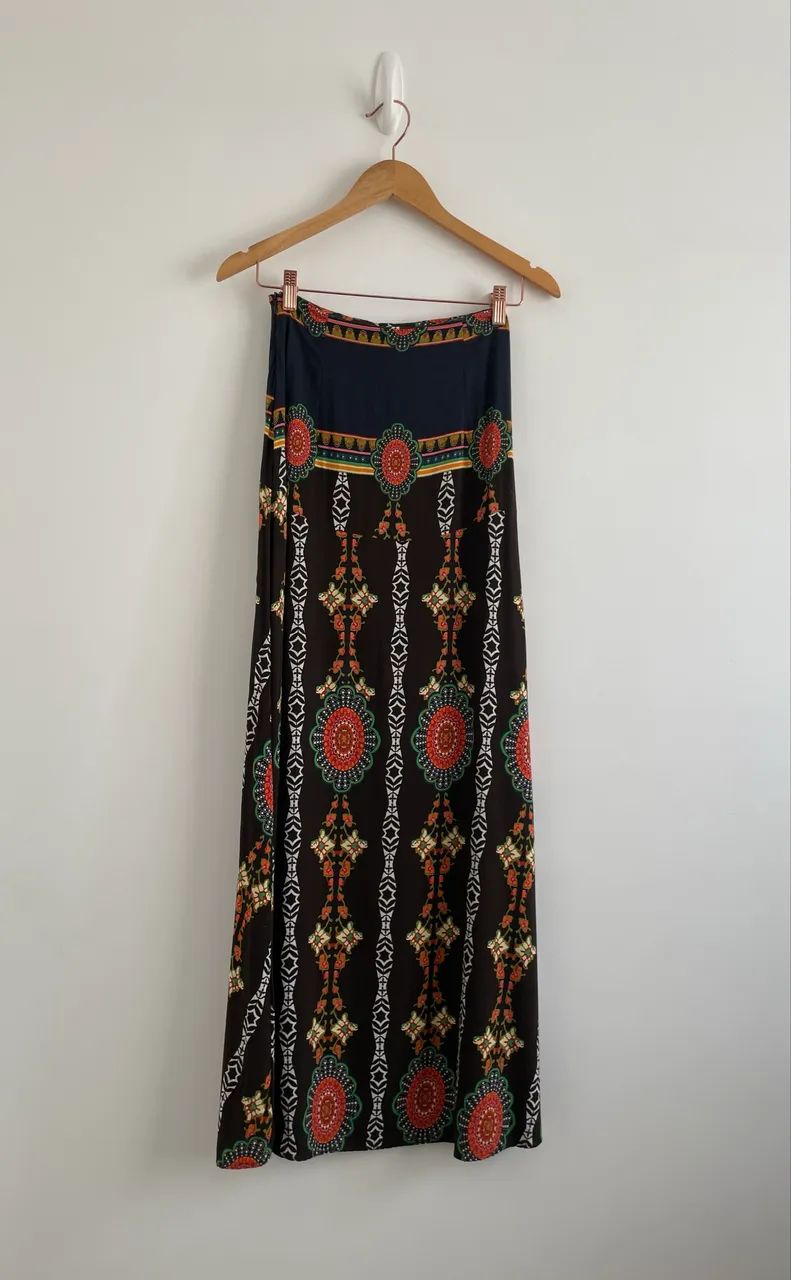 Saia longa tam P marrom estampada da Farm - Foto 4