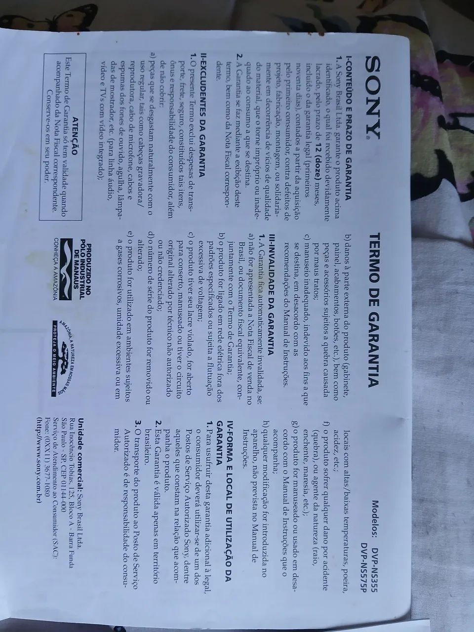 Vendo um Manual de instruções Reprodutor de CD /DVD Sony  - Foto 3