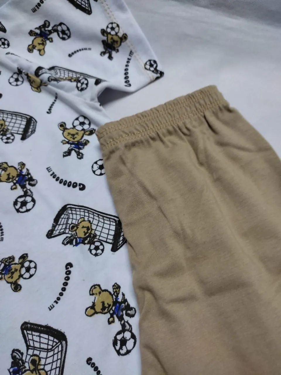 Pijama Menino 4 anos 100% Algodão Estampado Bege - Foto 2