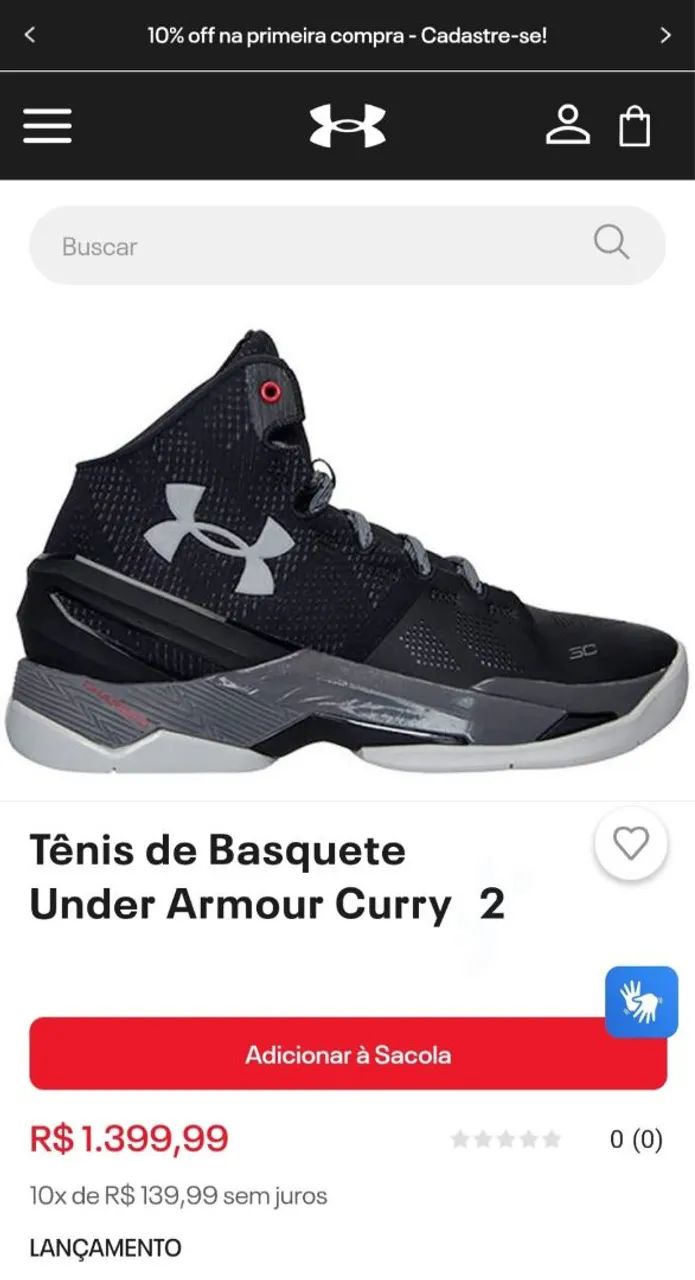 Tênis de Basquete Under Armour Curry 2 - Novo 40/41 - Calçados