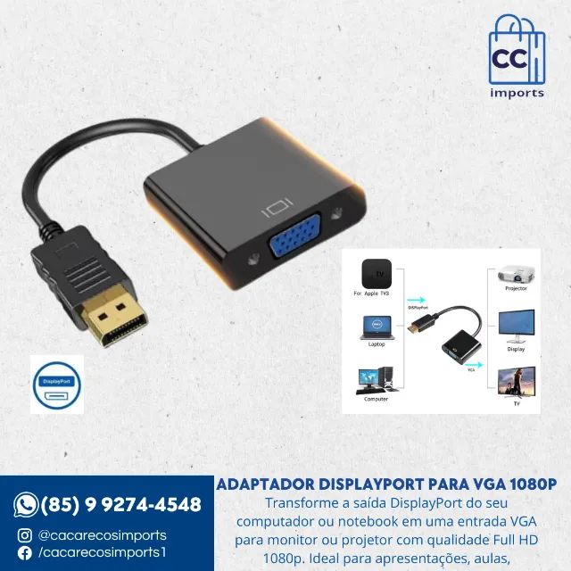 Adaptador DisplayPort para VGA 1080p