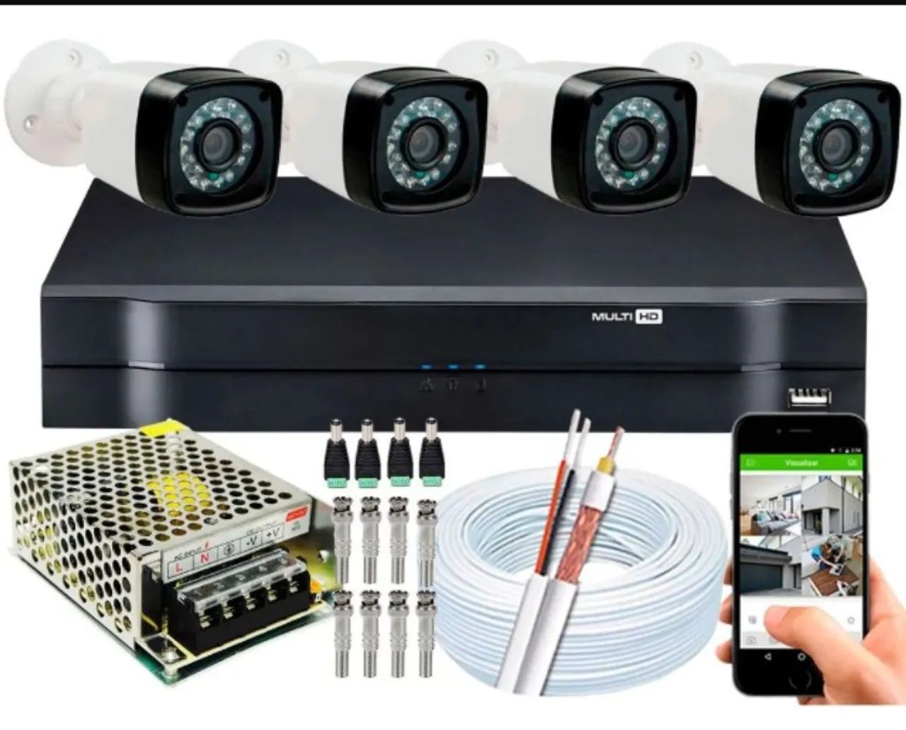 Kit 4 Câmeras de Segurança + instalação