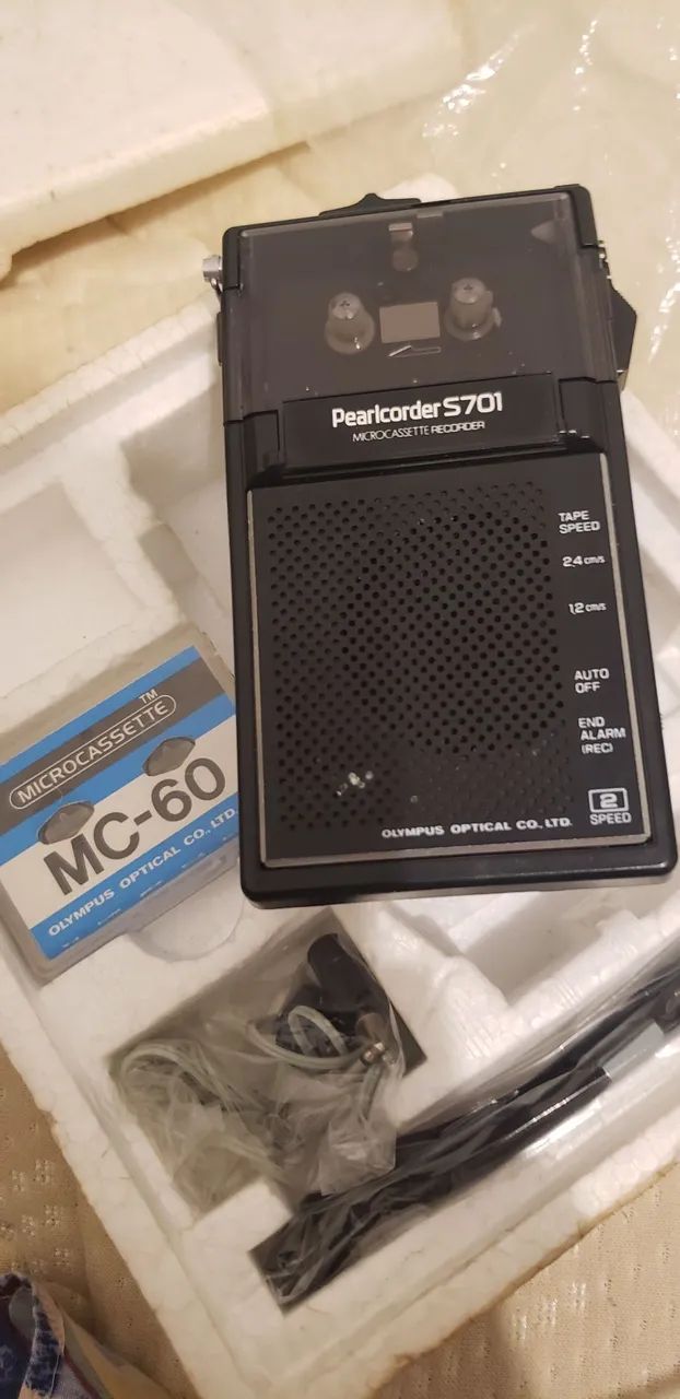  Gravador Raro de Microcassete Olympus Pearlcorder S701 Vintage