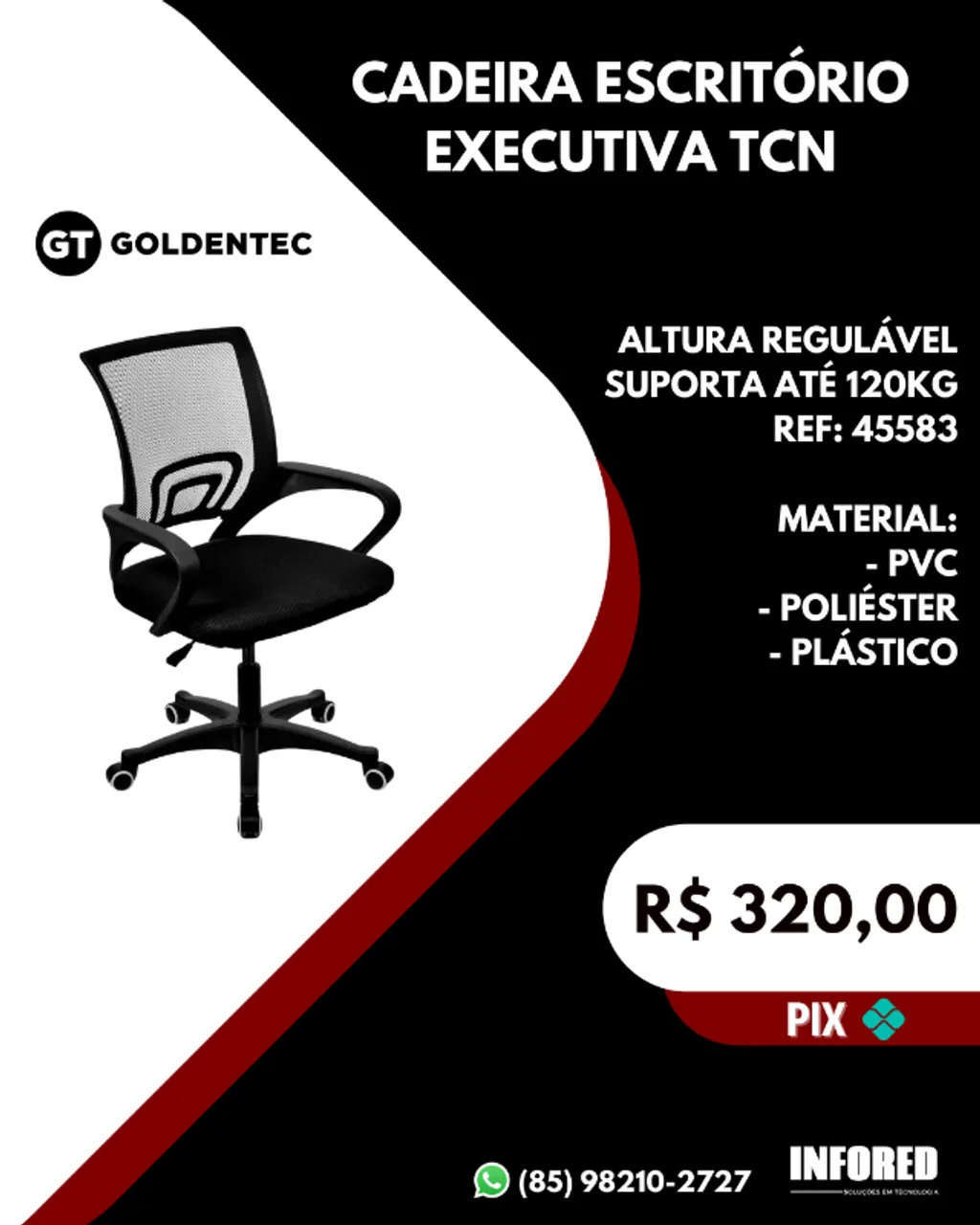 Cadeira escritório executiva TCN Goldentec