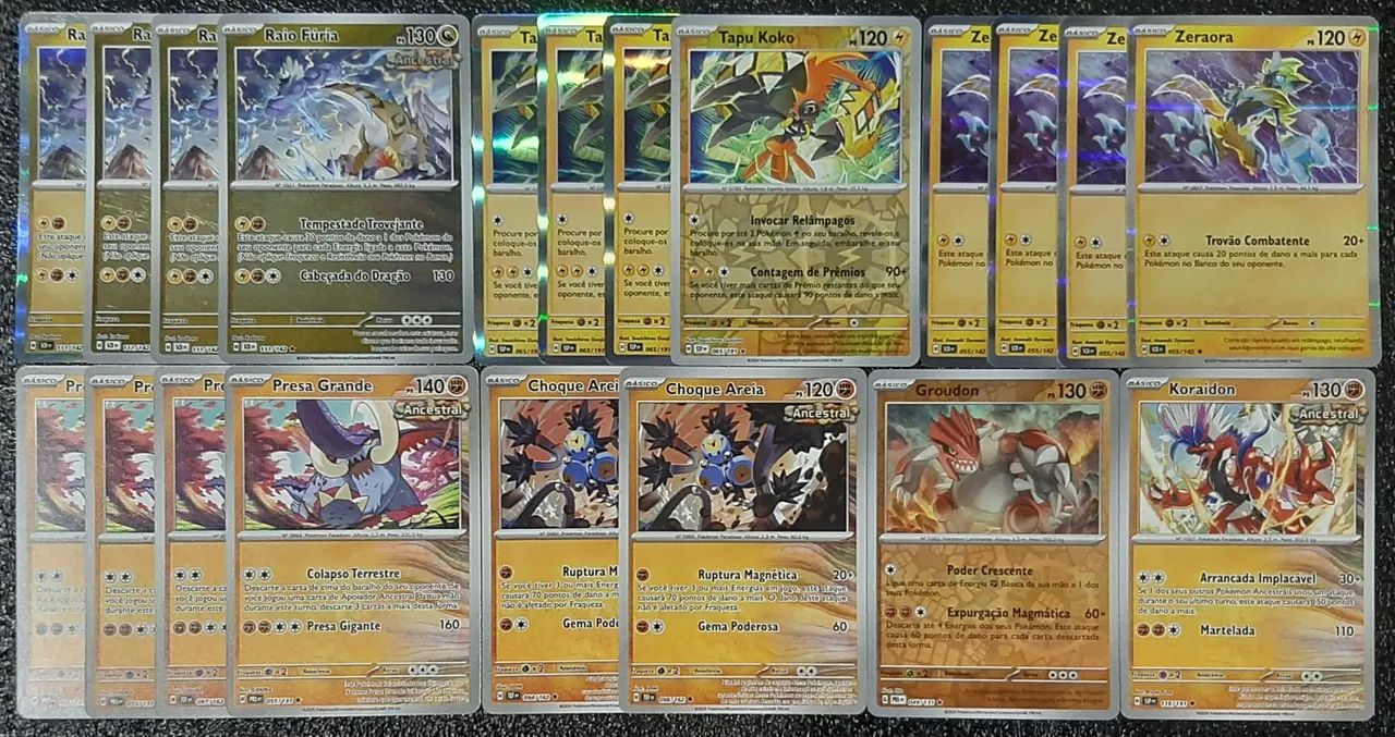 Deck raio fúria cartas originais de pokémon