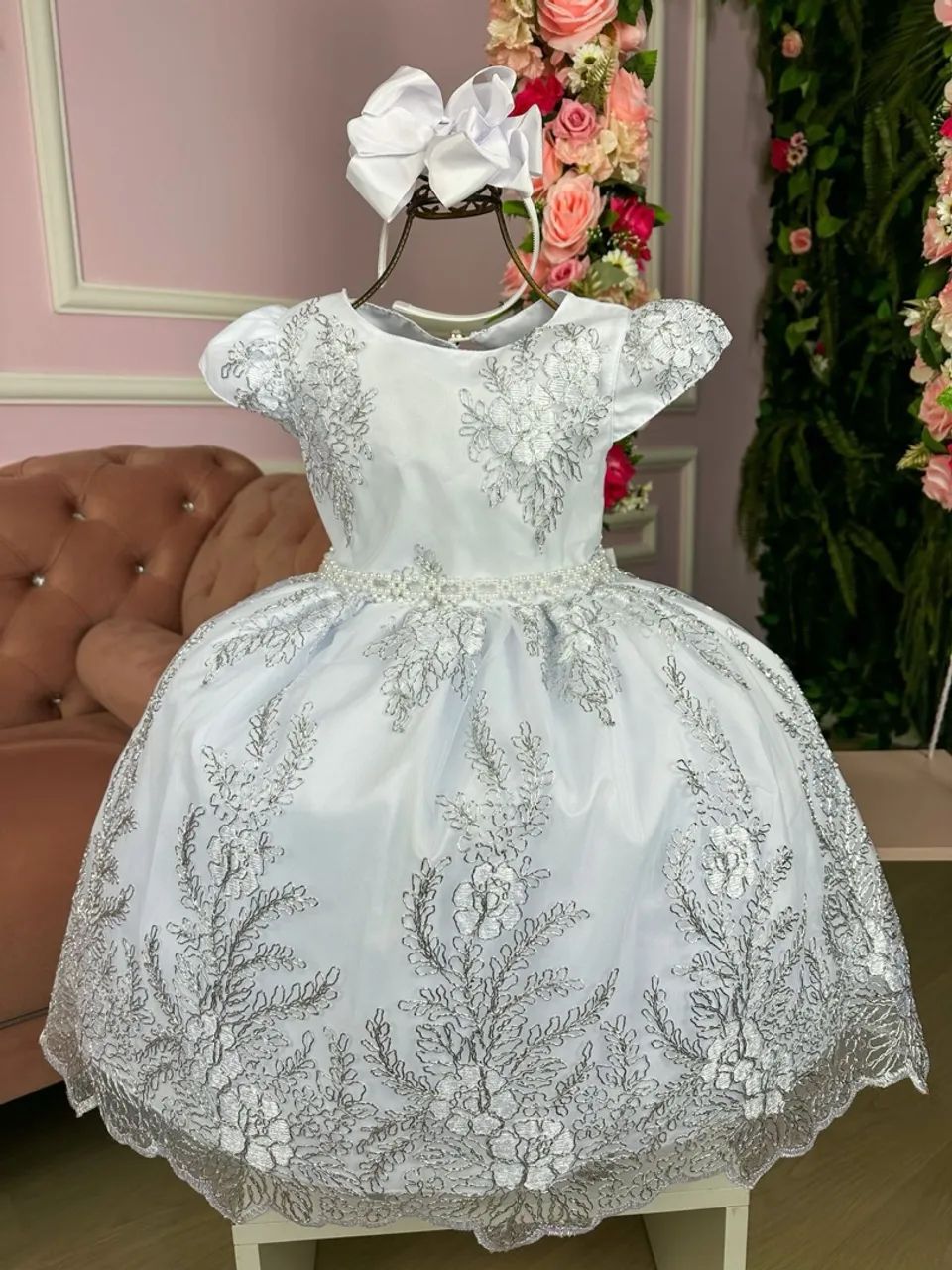 Vestido Branco Batizado Bebê - Foto 4
