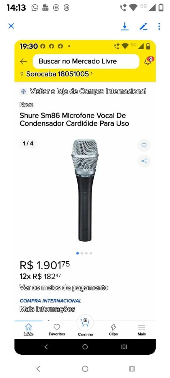 Shure Sm86 Microfone Vocal Condensador Cardióide