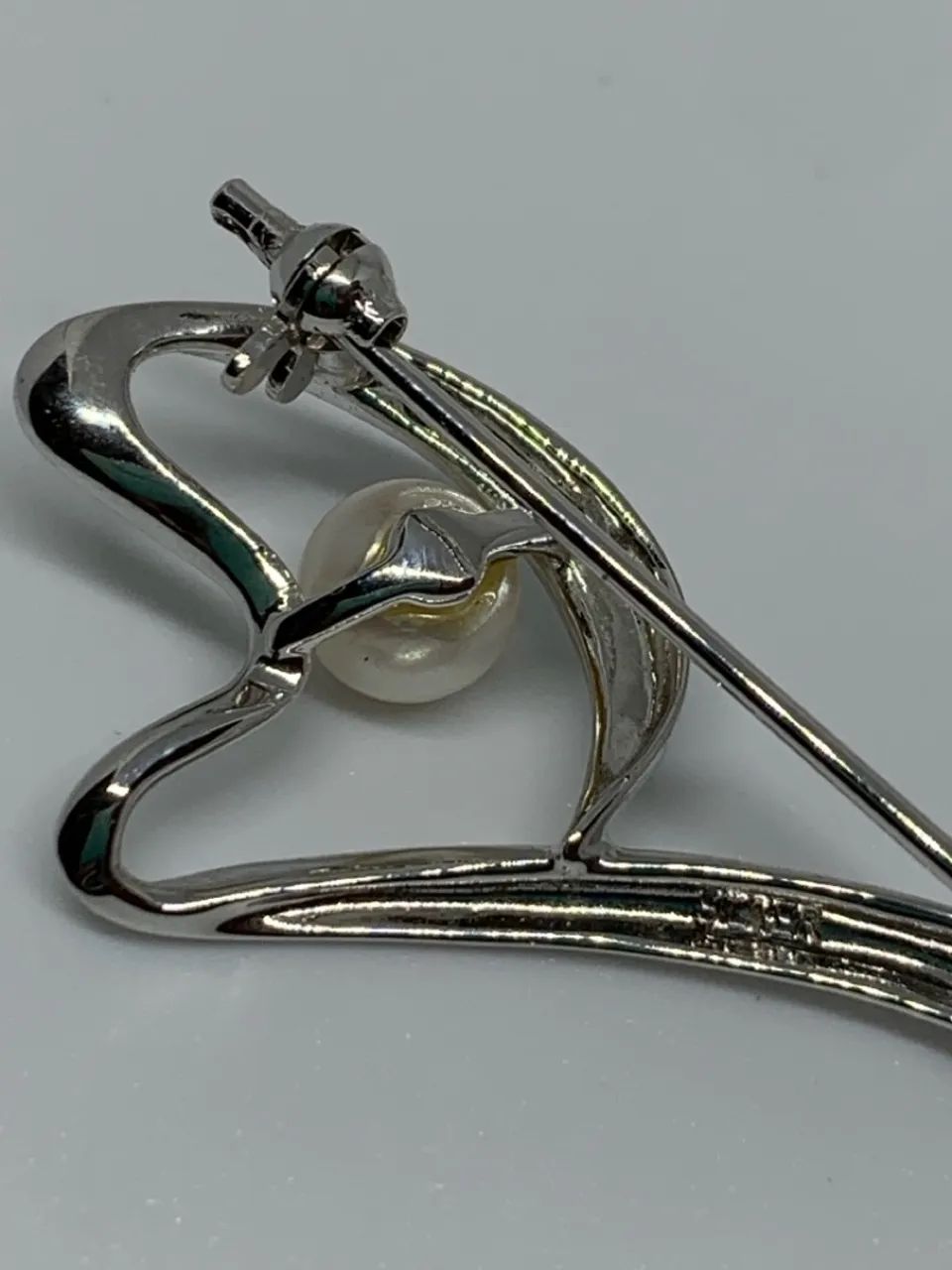 Broche de prata vintage com pérola - Foto 3