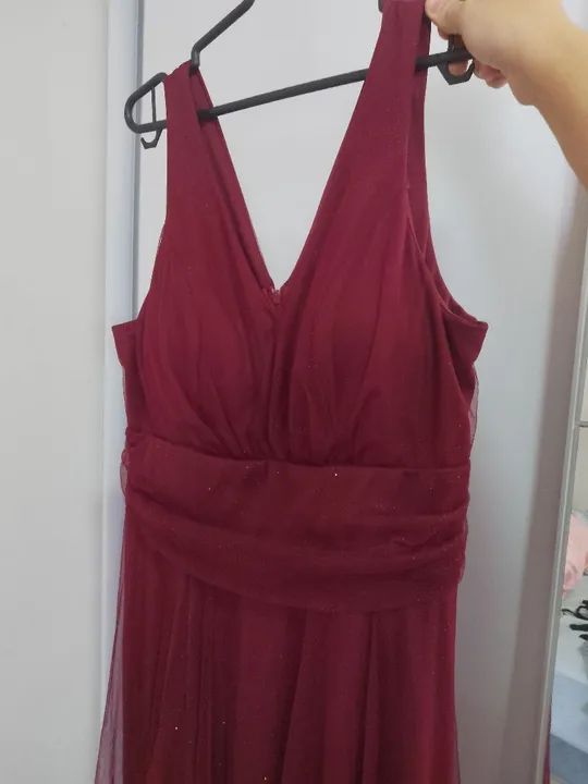 Vestido Longo GG Tule Vermelho para Festa