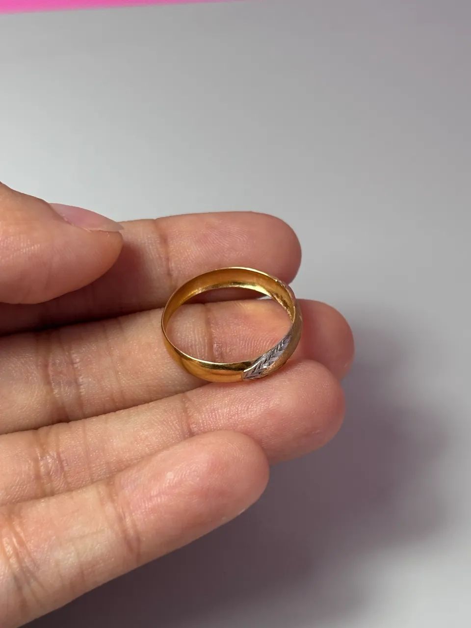 Anel com detalhes ouro 1.2 g (aro17) - Foto 5