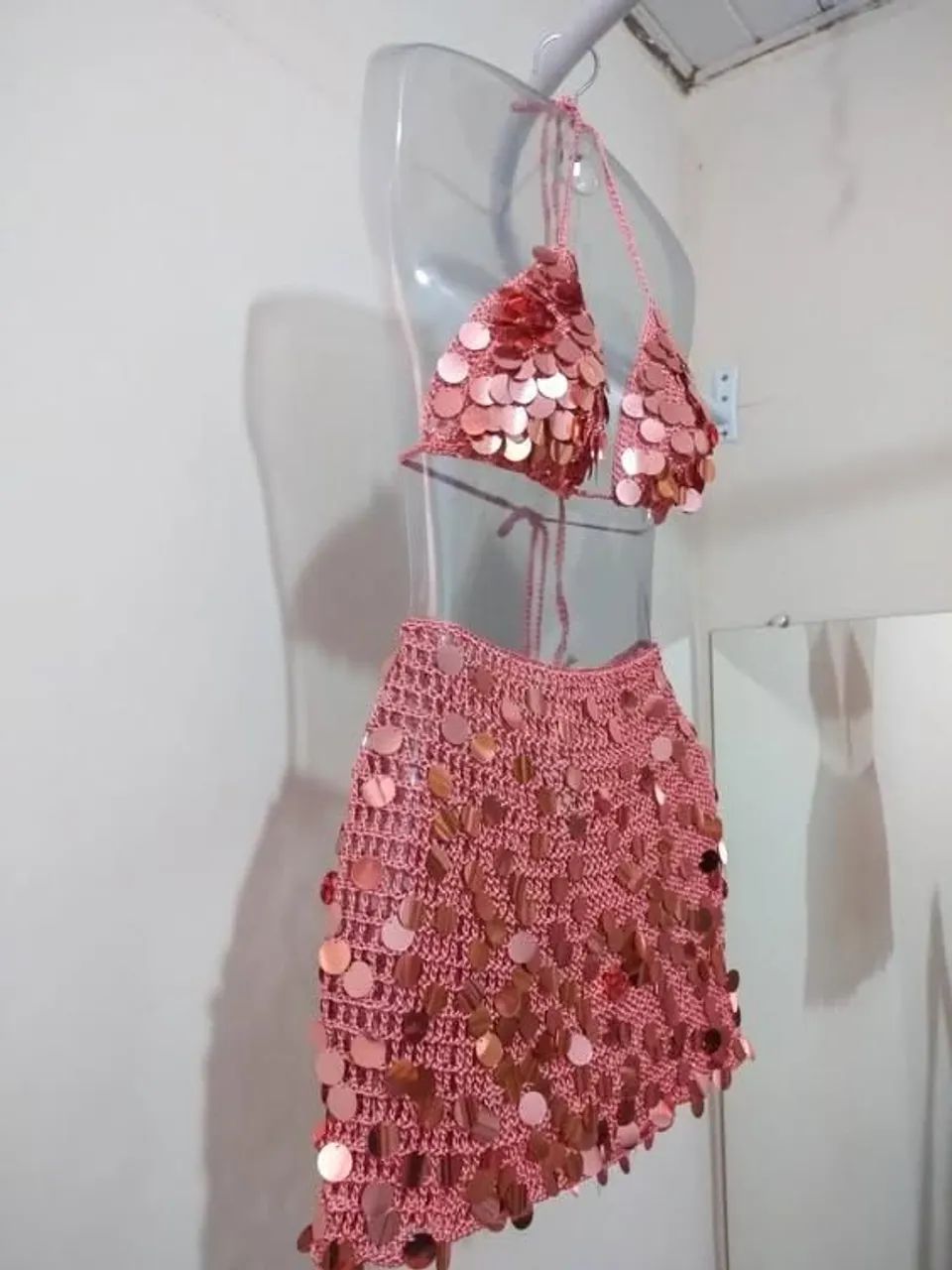 Conjunto luxo de Crochê todo paete  - Foto 2