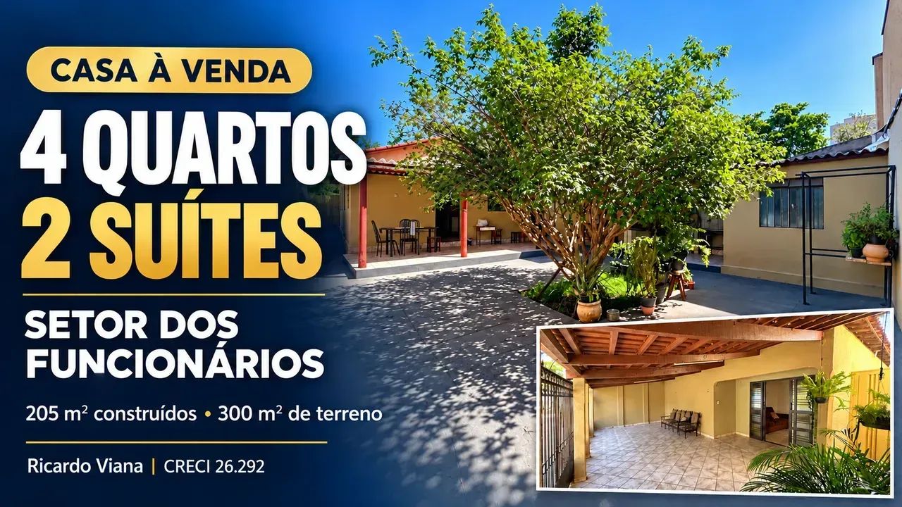 CASA | 4 QUARTOS | 2 SUÍTES | SETOR DOS FUNCINARIOS | ACEITA CARRO.