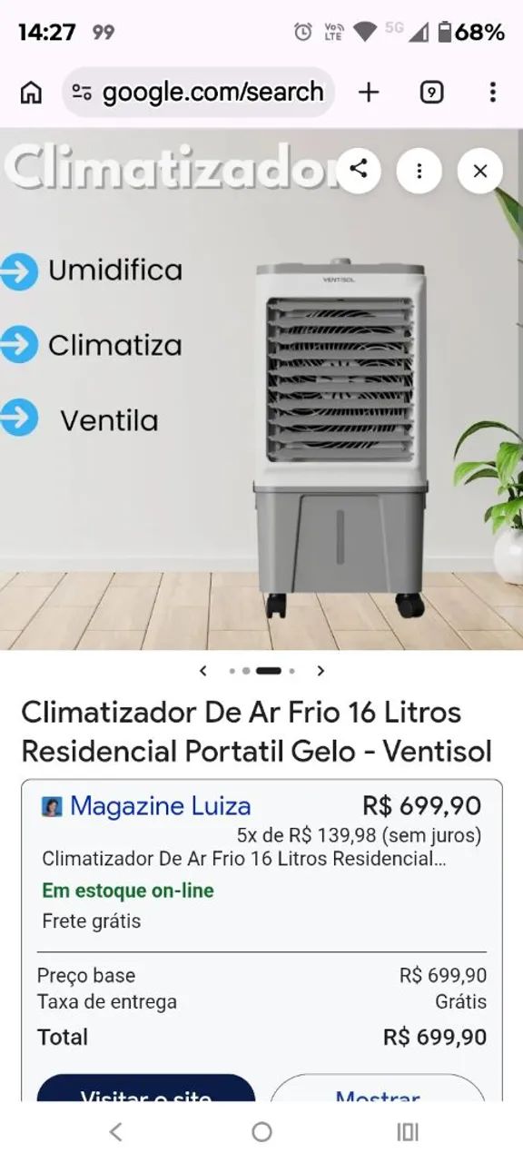 Climatizador de ar 16 lts ventisol - Foto 6