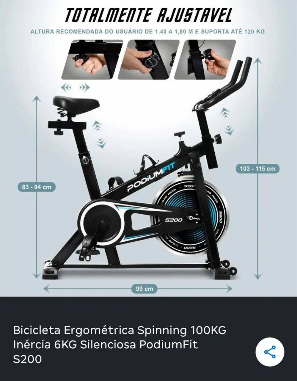 Bicicleta ? ergométrica 100kg - Foto 2
