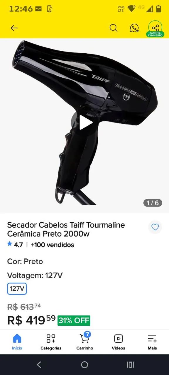 Secador de Cabelo Taiff Tourmaline Íon - 220 - Foto 6