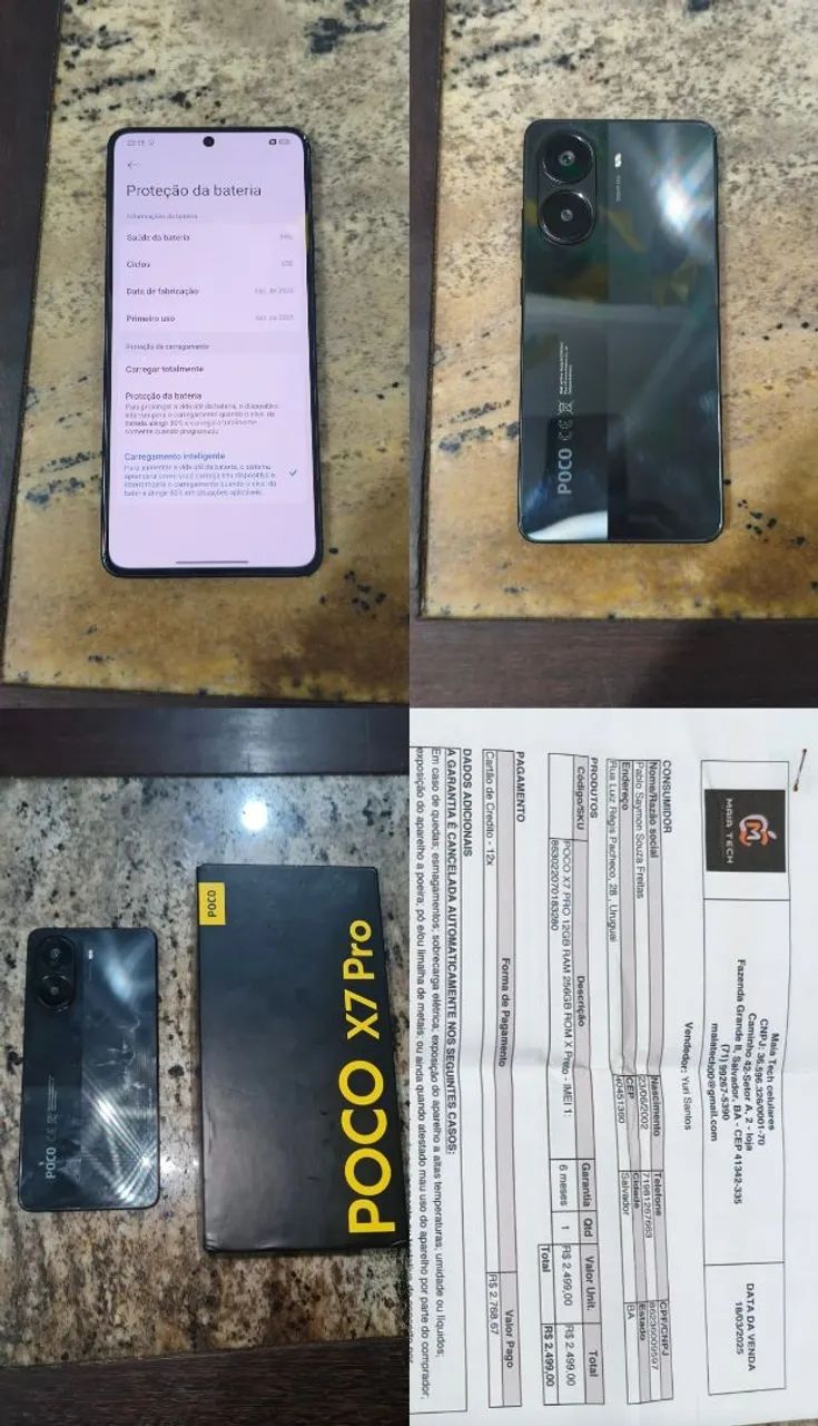 Poco X7 pro 256gb caixa e nota 
