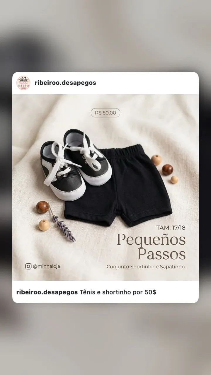 tênis e shortinho 50$