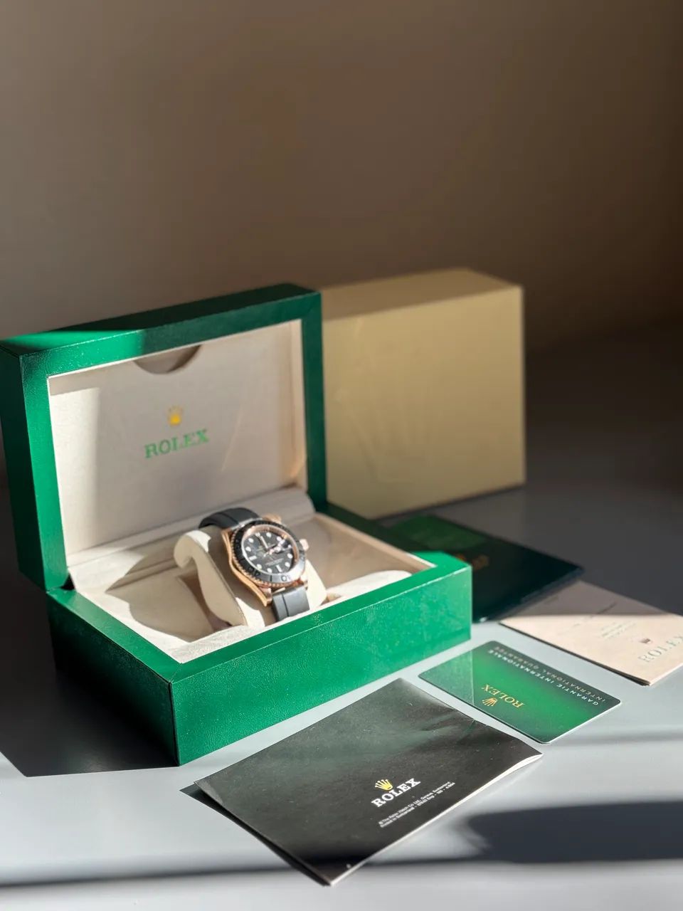 Relogio Rolex Yatch Master Banho Ouro Rose Completo 