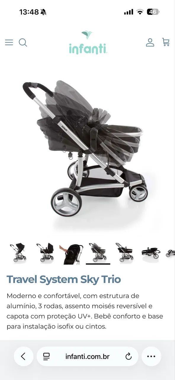 Carrinho de bebê INFANTI (sem o bebê conforto)  - Foto 4