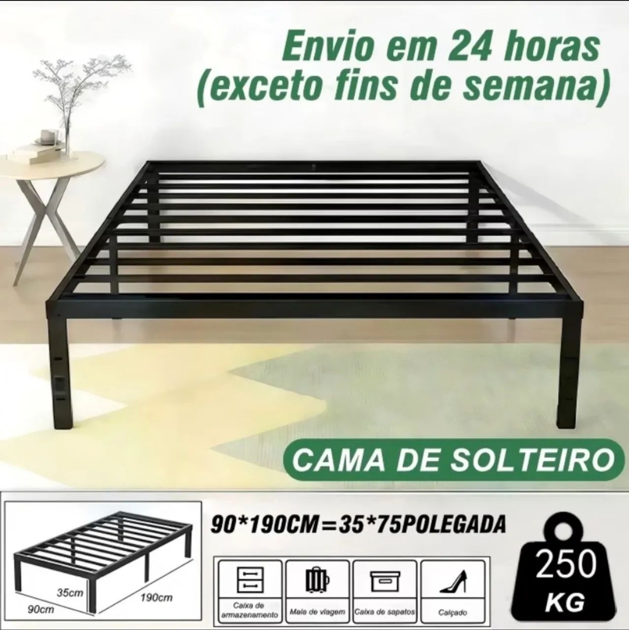 2 ESTRUTURAS DE CAMA DE SOLTEIRO - Foto 2