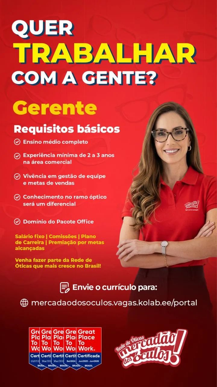 Vaga gerente Otica 