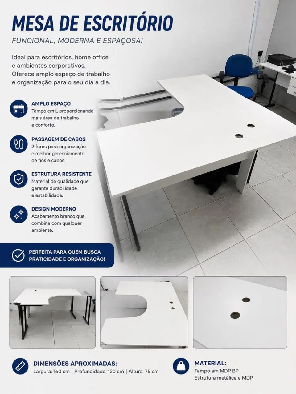 Mesa escritório em L
