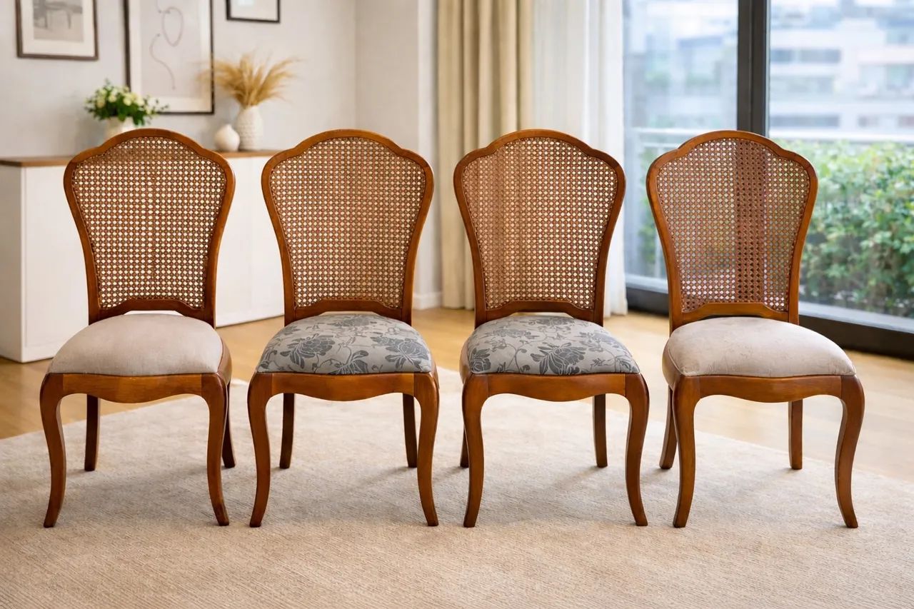 Mesa redonda extensível com quatro cadeiras 65153861674241123