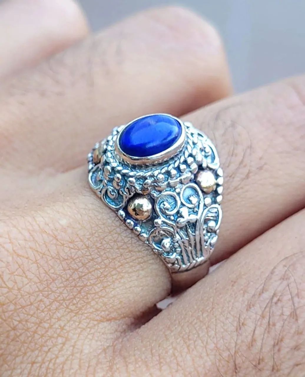 3 5 %  O F F !  Anel Estilo Indiano Prata 925
