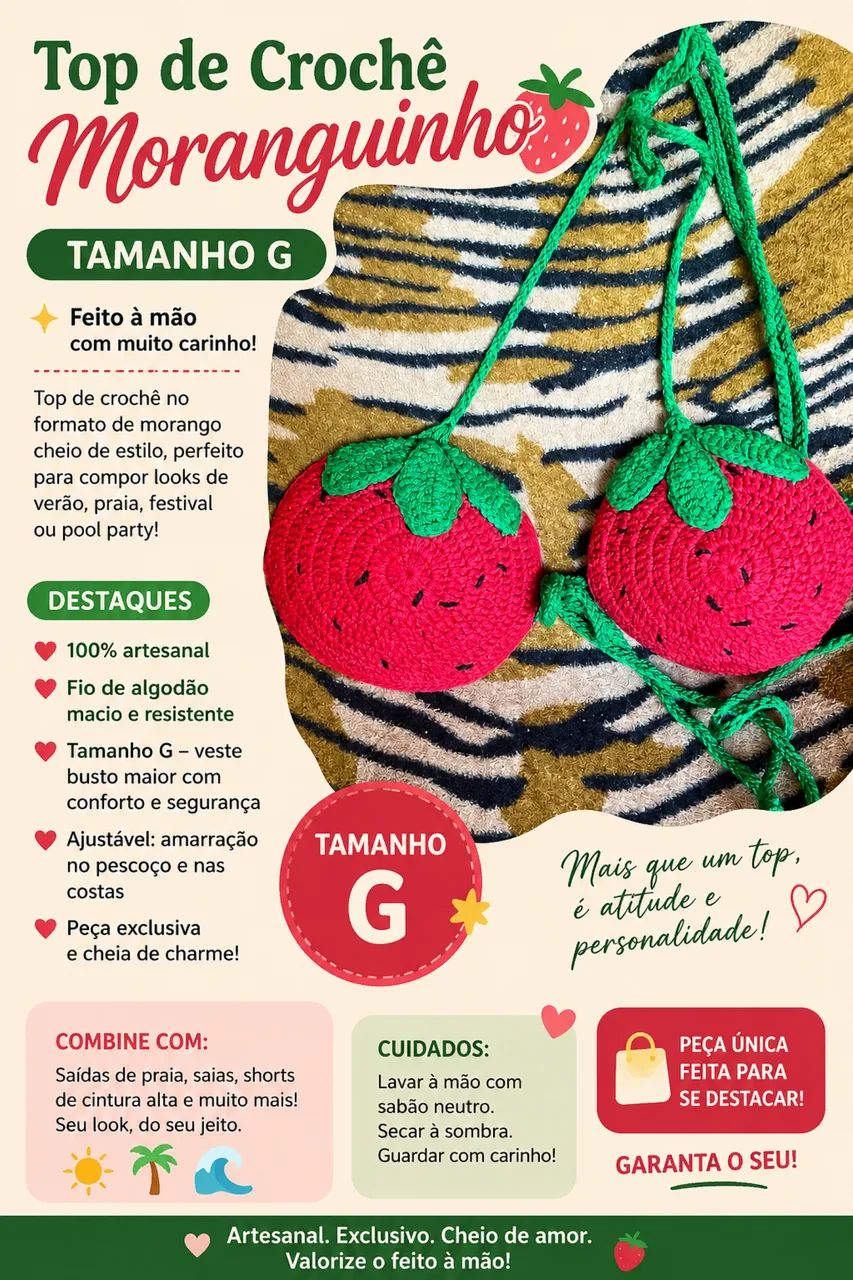 Vendo top de crochê de morango 