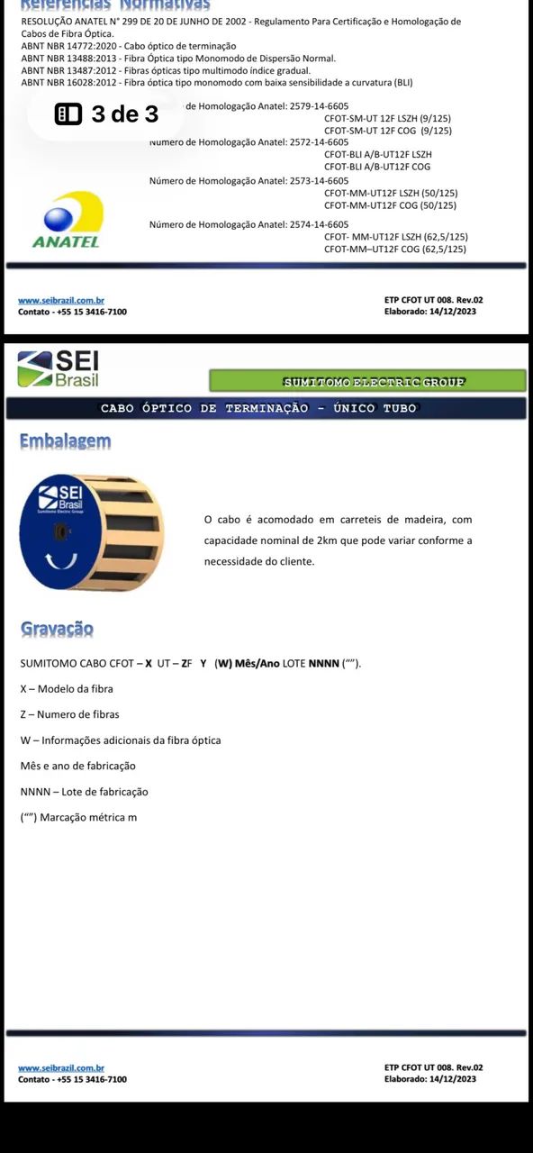 CABO DE FIBRA OPTICA CFOT-MM50-UT 04F LSZH (OM2) - SUMITOMO - Foto 4