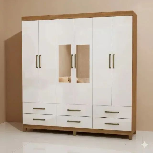 Guarda Roupa Dallas Branco com Espelho<br>