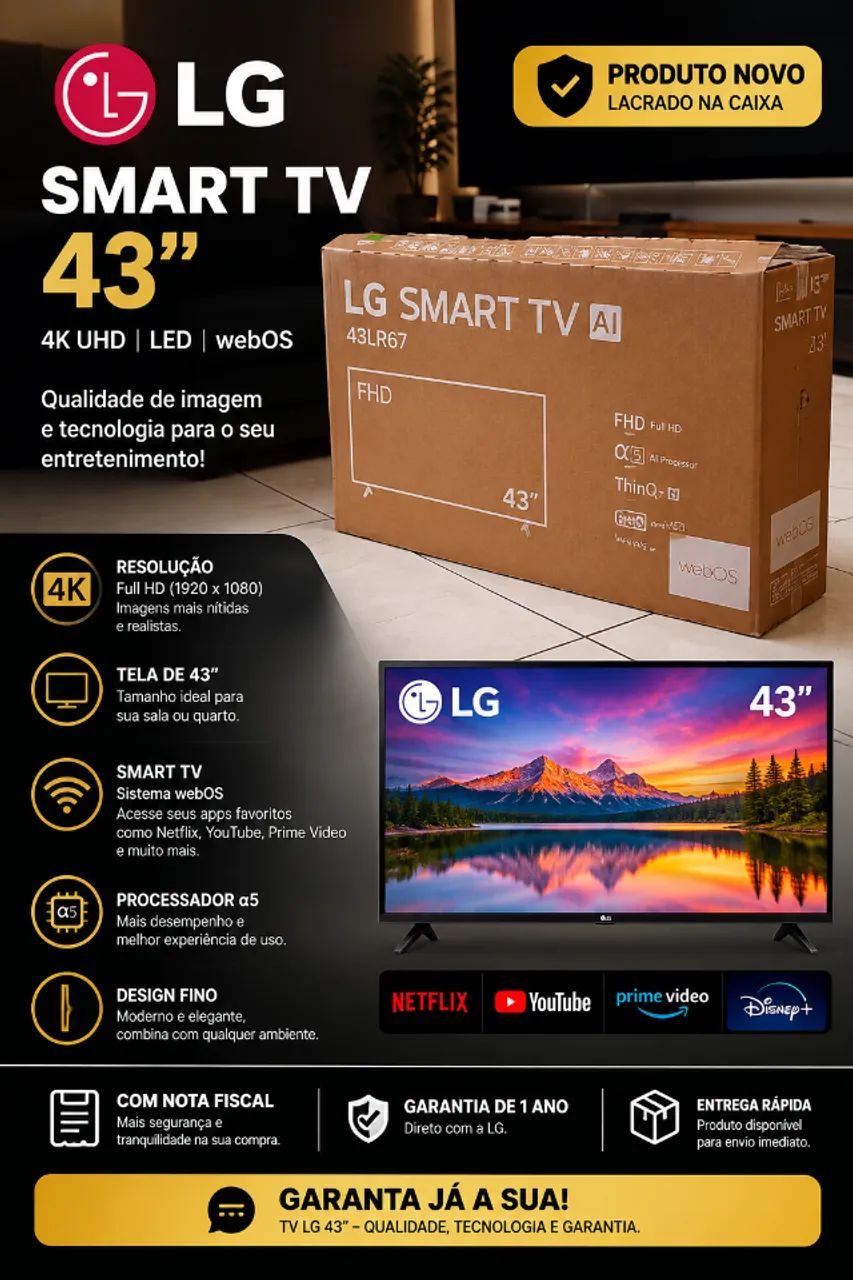 SMART TV LG 43? COM ALEXA INTEGRADO LACRADA
