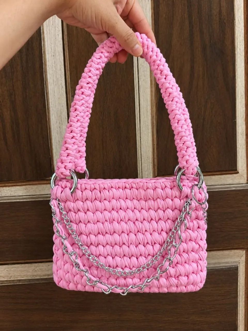 Bolsa de crochê em malha  - Foto 2